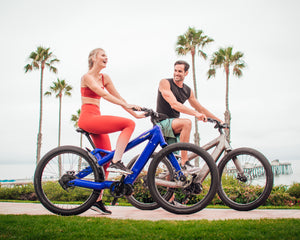 Couple enjoying leisure bike ride on the Radiant Carbon