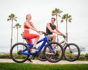 Couple on fitness bike ride on the Radiant Carbon